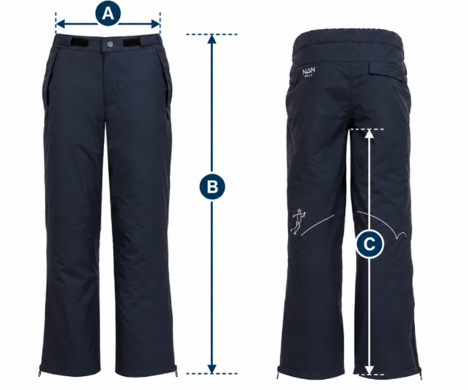 Noungolf rain pants size guide